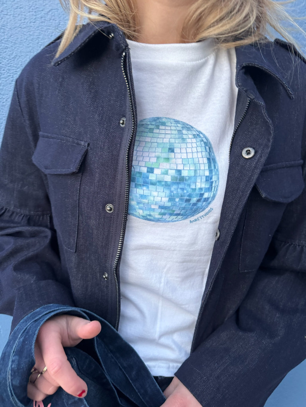 blue disco baby tee
