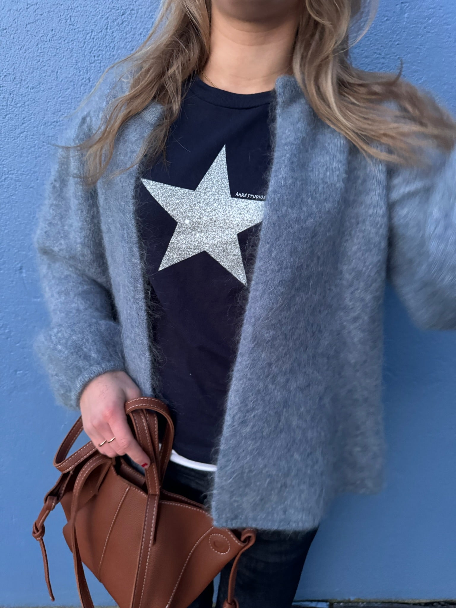 navy disco star baby tee