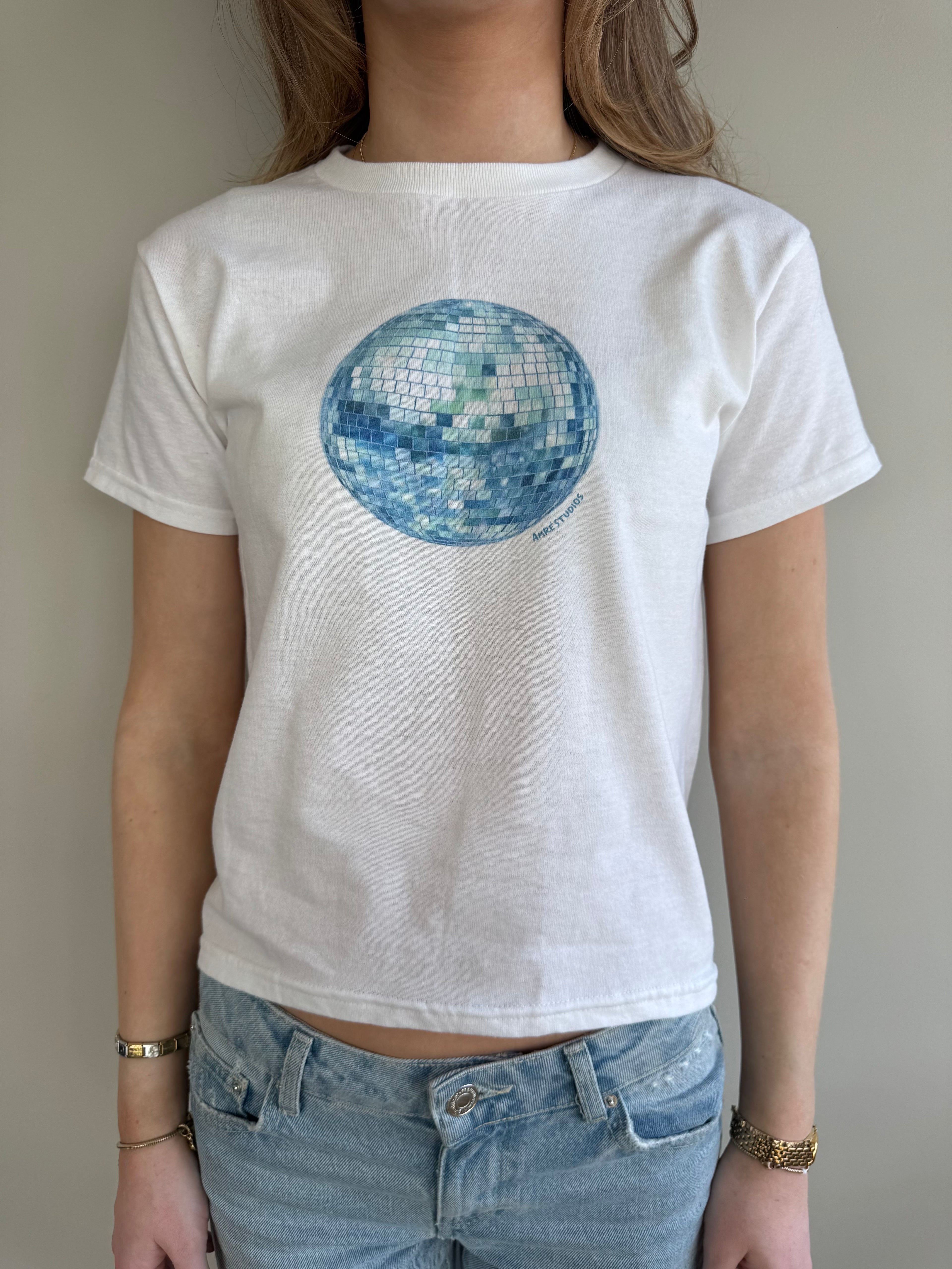 blue disco baby tee