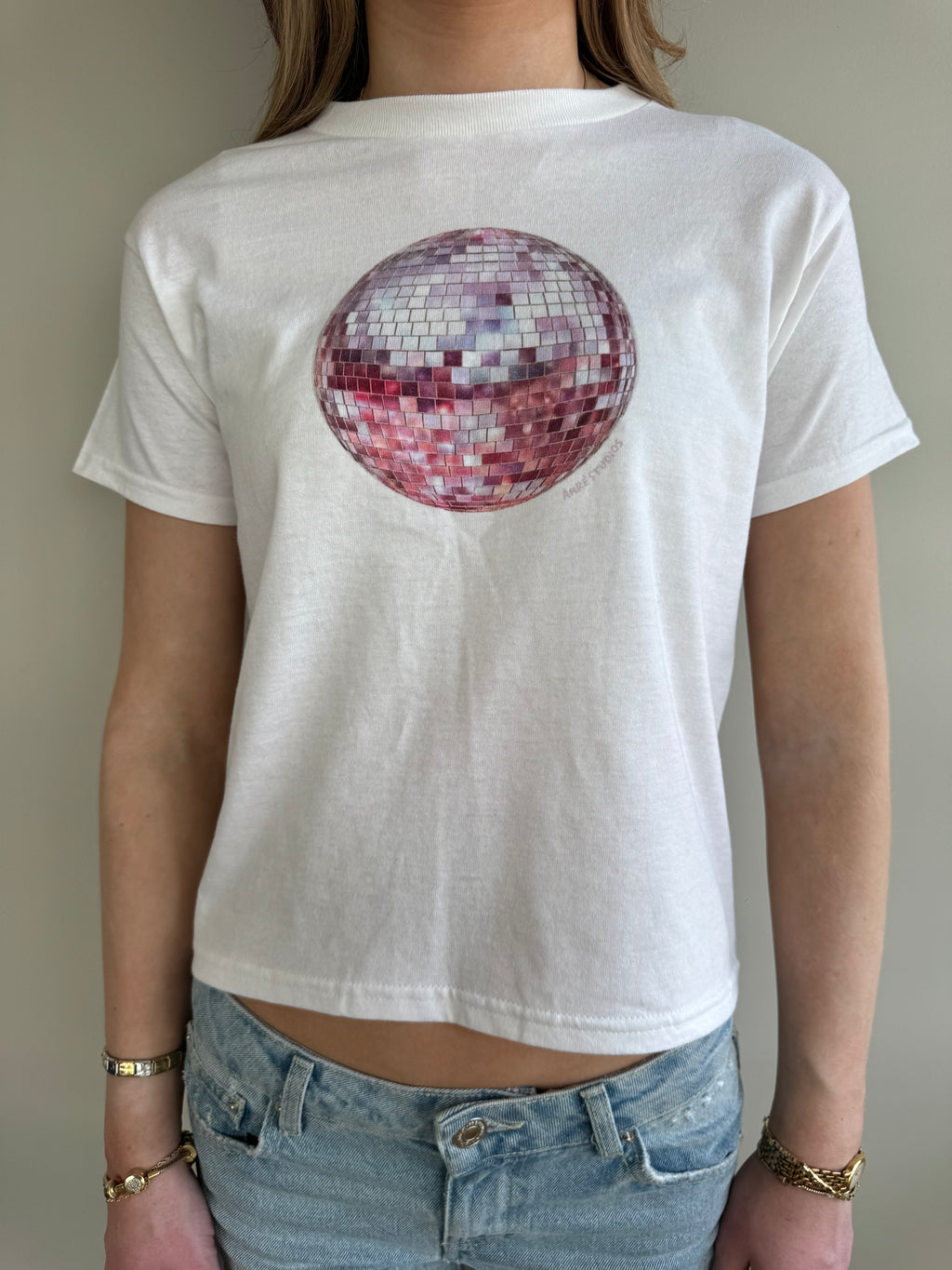 pink disco baby tee