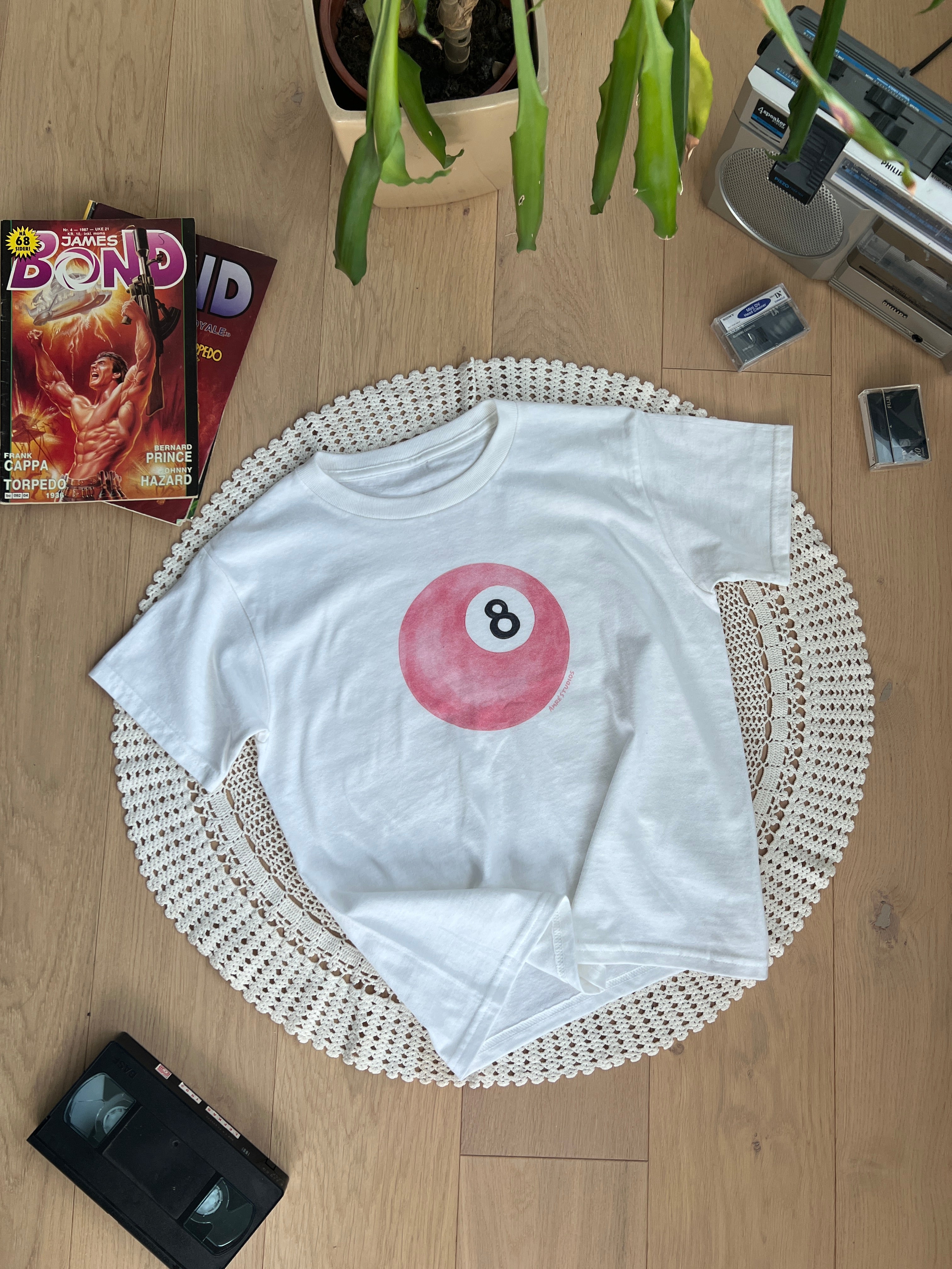 pink 8ball baby tee