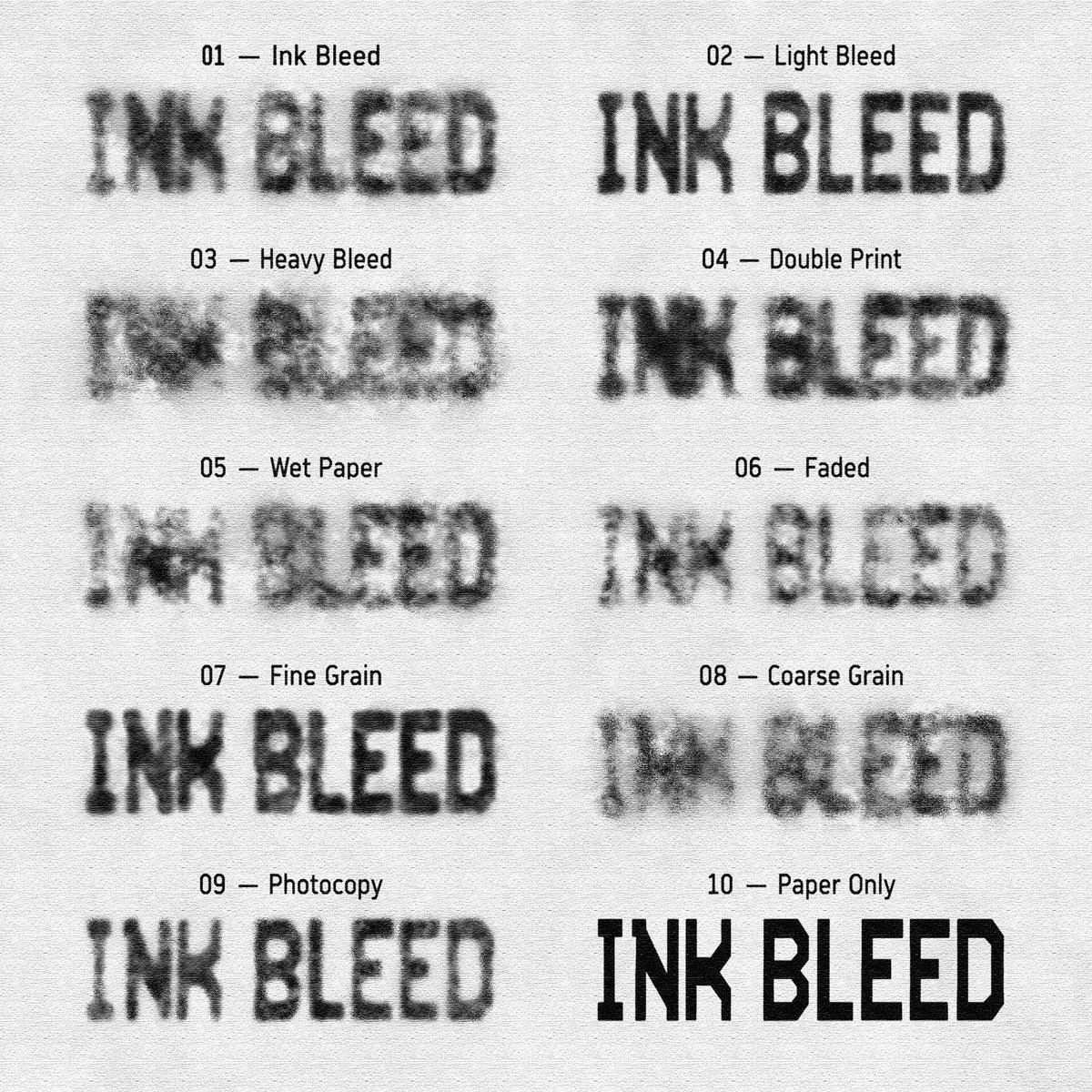 AMRE Ink Bleed — 10 Photoshop Presets