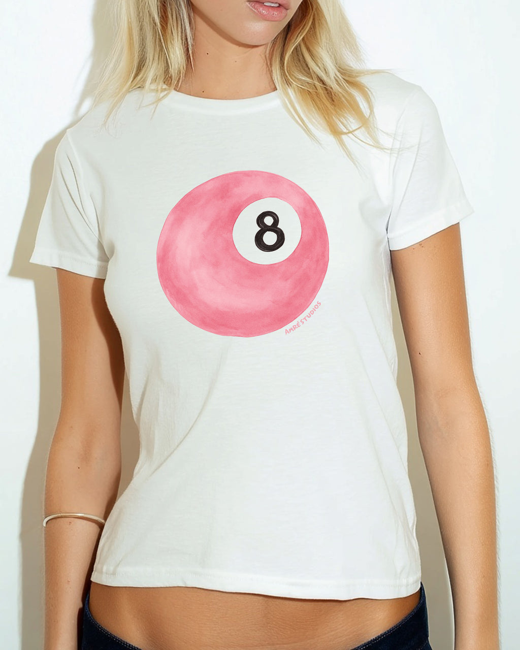 pink 8ball baby tee