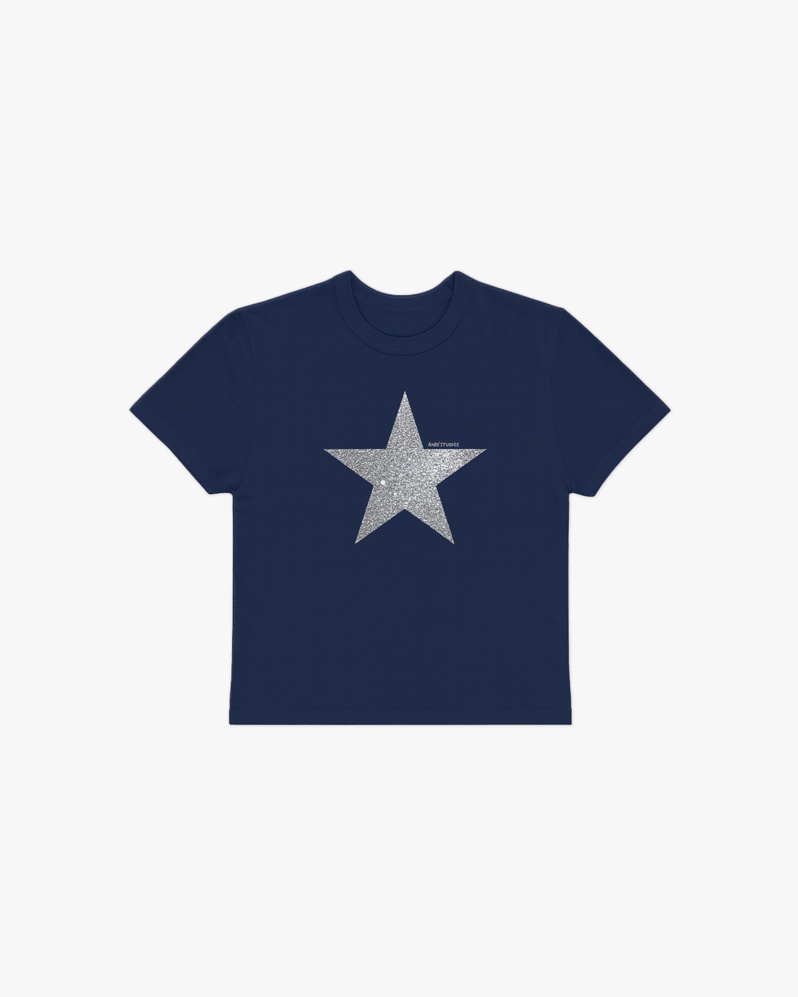 navy disco star baby tee