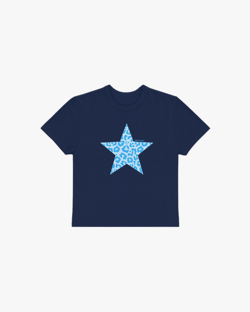 navy leopard star baby tee