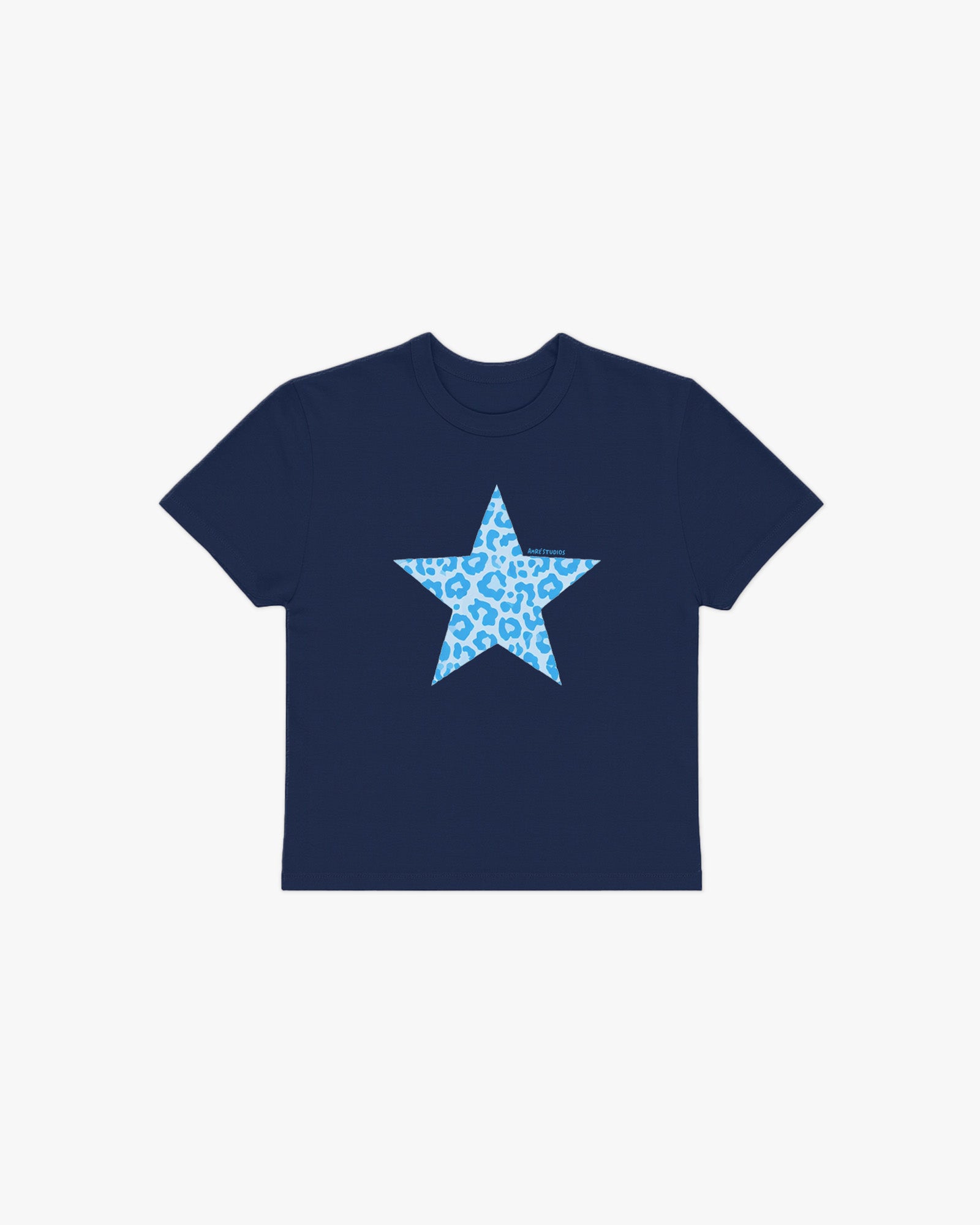 navy leopard star baby tee